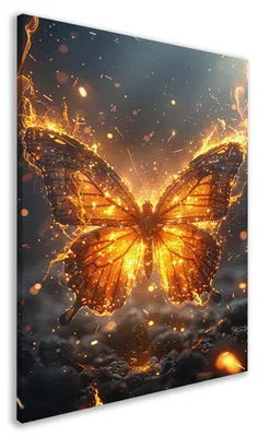 Obrázok produktu pre Dekorácia na stenu s motýľom na plátne, 100 x 150 cm
