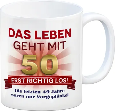 Produktbild von 50. Geburtstag Kaffeebecher mit lustigem Spruch: Vorgeplänkel