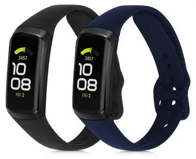 Produktbild von kwmobile 2x Uhrenarmband für Samsung Galaxy Fit (SM-R370) Armband - Fitnesstracker Band Set aus TPU Silikon - Ersatzarmband Smartwatch - Schwarz