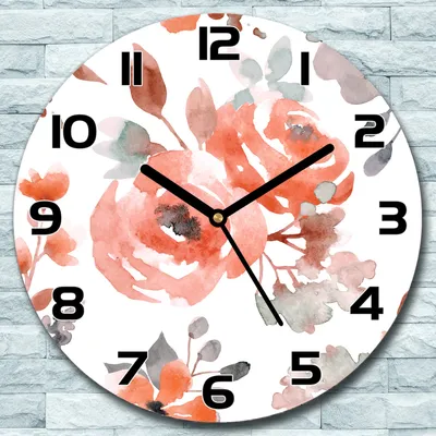 Produktbild von Wanduhr aus Glas Rund fi 30 Vintage Blumen Kunst Quarz Deko Schlafzimmer Büro