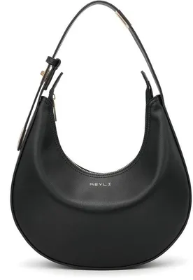 Produktbild von Schwarze Damen-Schultertasche, 3-fach verstellbar, Reißverschluss, Casual