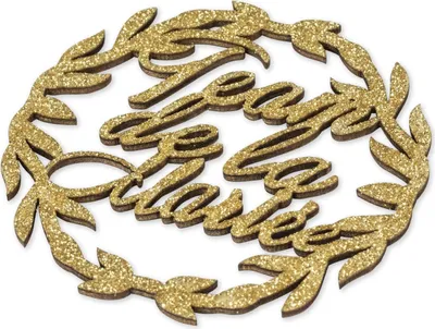 Imagen del producto de 2 coronas de madera para bodas, color dorado con brillo, 7 cm de diámetro - Talla única