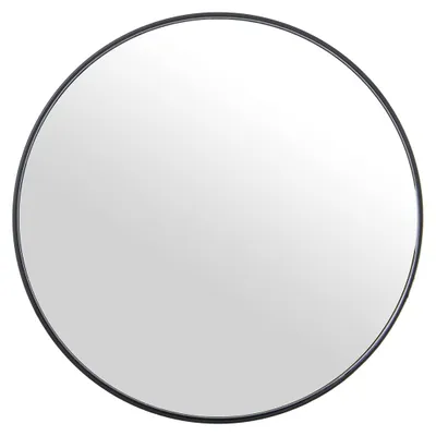 Obrázek produktu pro Kulaté kovové zrcadlo na zeď s podkladem z MDF, barva černá, rozměry 60 x 1,5 cm, vnitřní průměr 59 cm