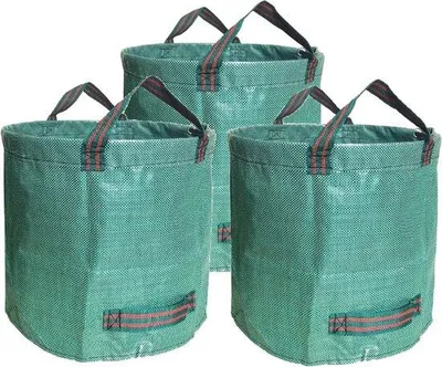 Produktbild von Famanu Set von 3 wiederverwendbaren Gartenabfalltaschen - 500 Liter - Mit verstärktem Boden und Griffen