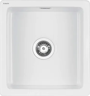 Zdjęcie produktu dla Zlewozmywak Ceramiczny 1-Komorowy Biały Błysk 475x450mm z Osprzętem Space-Saver, Montaż Wpuszczany/Podblatowy, Odporny na Temperatury