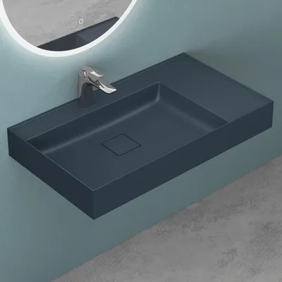 Produktbild von Mai & Mai Waschbecken matt Anthrazit Aufsatzwaschbecken Hänge-Waschtisch inkl. Ablaufgarnitur Rechteckig Waschplatz Breite: 70cm Colossum630