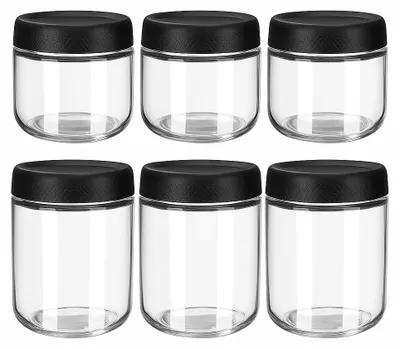 6 Gläser mit Deckel, Borosilikatglas, stapelbar, 1800 ml