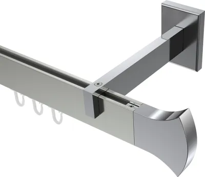 Produktbild von Interdeco Innenlaufstange / Gardinenstange mit Innenlauf Edelstahl-Optik / Chrom, Typ Smartline Conex (Rundung), 14x35 mm 1-läufig, 400 cm