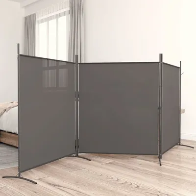 Produktbild von vidaXL 3 tlg. Paravent Anthrazit 525x180 cm Stoff - Raumteiler - Paravent - Raumtrenner - Trennwand