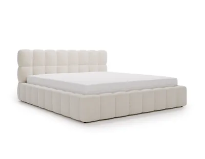 Produktbild von FURMEB24 Exklusives Polsterbett ALMOS 140x200 cm â Designbett mit Lattenrost â Weiss (Coral 15)