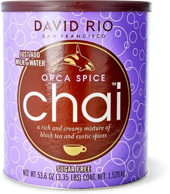 Produktbild von David Rio® Orca Spice Chai (1520g) - Zuckerreduziert mit Koffein - Würziges Erlebnis für Gastronomie - Ideal für Chai-Latte, Getränke mit Schwarztee - Großpackung 1,5 kg -  USA