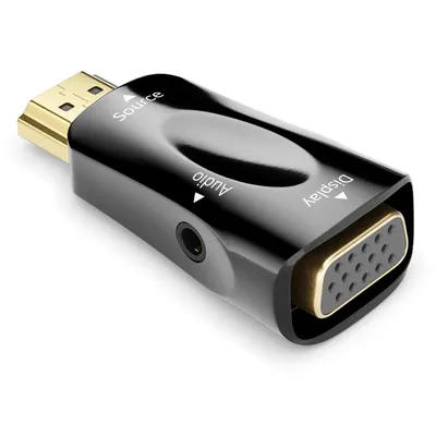 Productafbeelding van HDMI naar VGA Adapter Converter - 1080p Full HD met 3.5mm Audio - Zwart