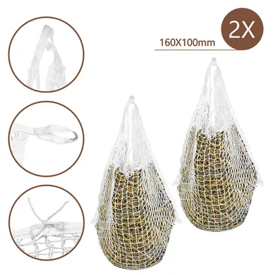 Obrázok produktu pre Jopassy 2x sieťka na seno 120 x 90 cm, biela, veľkosť ôk, 3 x 3 cm vrece na seno, objem náplne cca 9 kg, sieťka na kŕmenie senom, extrémne odolná proti roztrhnutiu, pre kone, ovce, dobytok
