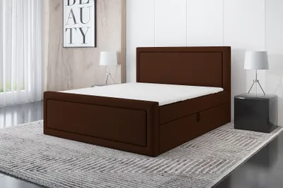 Produktbild von Boxspringbett GERI 140x200 mit 2 Bettkästen, Bonell-Matratze und Topper. Möbel vom Hersteller- Handarbeit! Bett Komplett-Set mit Matratze, Bettkasten & Kopfteil. Modern und robust.