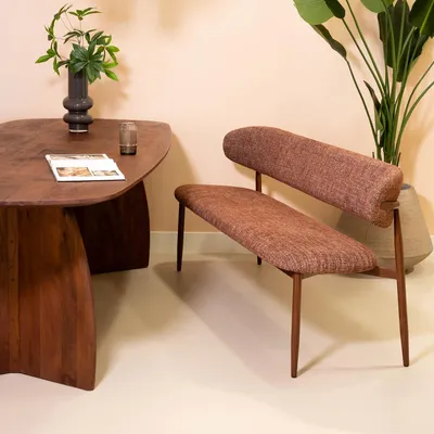 Produktbild von Giga Meubel Esszimmerbank Alexia - Stoff - Rot/Walnuss - 180cm