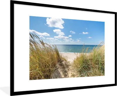 Produktbild von MuchoWow® Gerahmtes Poster Düne - Gras - Meer - Strand 90x60 cm - Poster mit Schwarzem Bilderrahmen Wandposter Rahmen Foto Bilder - Wanddekoration - Fotos