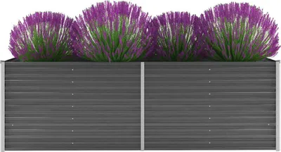 Image de vidaXL Lit surélevé de jardin Acier galvanisé 240x80x77 cm Gris