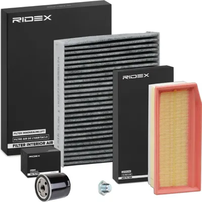 Produktbild von RIDEX Filterset Inspektionspaket Filtersatz für RENAULT Clio IV Schrägheck (BH) Captur (J5, H5) Clio IV Grandtour (KH) für DACIA SANDERO II