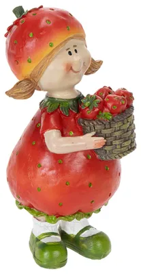 Produktbild von Erdbeermädchen Figur Sommerdeko Handbemalt für Wohnzimmer und Balkon