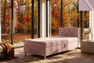 Produktbild von Jugend Polsterbett LAVANDA Nordelo mit Bettkasten und Kopfteil – T30 Matratze, 120x200, Stoff New Velo 127 PINK