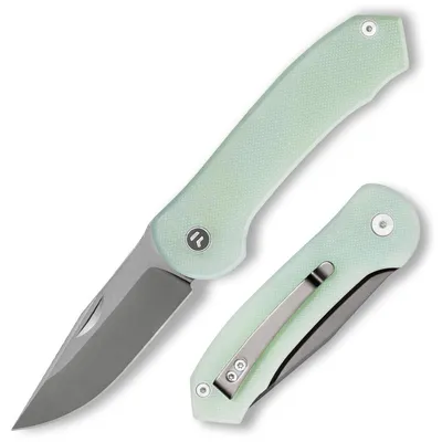 Obrázek produktu pro Skládací nůž, čepel 7,25 cm, rukojeť z materiálu G10, ocel VG10, barva: přírodní zelená, vhodný pro každodenní nošení (EDC), klip pro připevnění do kapsy