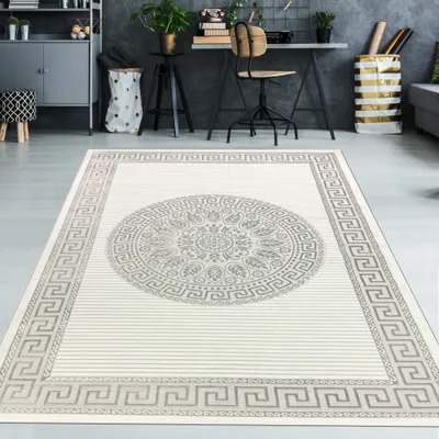 Produktbild von Glänzender Designer Teppich mit Orientalischem Muster in grau anthrazit Größe - 140 x 200 cm