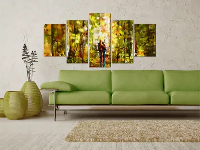 Image de Tableau acoustique Nature 200 x 100 cm Tableaux Mousse acoustique Absorbeur acoustique haute performance Isolation acoustique Toile 5 pièces Tableau mural Acoustique intérieure Isolation acoustique 0108-7