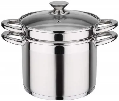 Zdjęcie produktu dla GSW Garnek do makaronu Treviso 22 cm z pokrywką szklaną, 975360, stal nierdzewna 18/8, ok. 6,5 l
