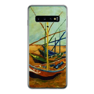 Produktbild von MuchoWow® Handyhülle Schutzhülle Hülle für Samsung Galaxy S10 Fischerboote am Strand - Vincent van Gogh Silikon Softcase Handy Hülle - Handytasche