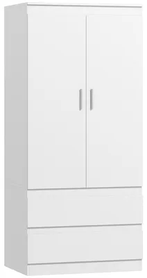 Produktbild von Schlafzimmer-Garderobe mit 2 Türen, 2 Schubladen, 3 Fächer, Holz, Weiß