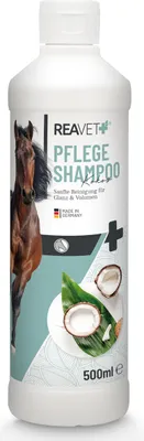 Produktbild von REAVET Pferdeshampoo für Pferde mit Kokos Duft - 500ml Pferde Shampoo pflegt Fell, Schweif & Mähne, Pferd Shampoo für alle Felltypen - Intensive Reinigung + Pflege