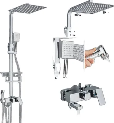 Obrázek produktu pro Sprchová baterie, odolná mosaz, multifunkční design, 4cestná 10palcová B