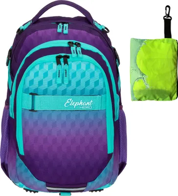 Produktbild von Schulrucksack Elephant Hero Signature Rucksack Schulmappe Schultasche Mädchen 12868 Violet Cube + Regencover