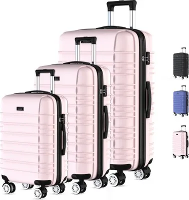 Image de Voyagoux® AVALON - Ensemble de voyage - Valises - 3 pièces - Valise de voyage avec roulettes - Rose clair - Serrure TSA