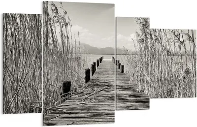 Produktbild von Bild auf Leinwand - Leinwandbild - 4 Teile - Brücke Pier Sepia - 120x70cm - Wand Bild - Wanddeko - Wandbilder - Leinwanddruck - Bilder - Wanddekoration - Leinwand bilder - Wandbild - DL120x70-4928