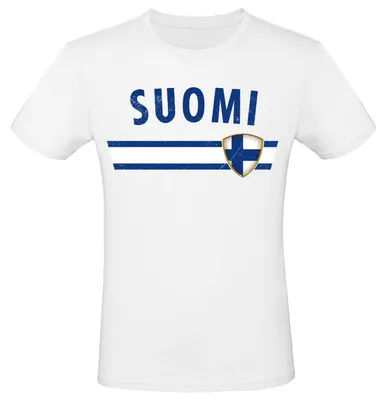 Produktbild von WM EM Fan Shirt Länder T-Shirt Fußball Fanartikel Herren Damen 100% Baumwolle Land wählen: Finnland Shirt Größe wählen: M