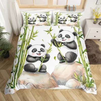 Zdjęcie produktu dla Komplet pościeli dziecięcej "Panda", 155x220 cm, wykonany z mikrofibry, wielokolorowy, z zamkiem