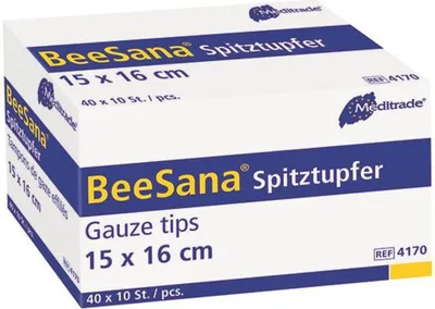 Produktbild von 3200 BeeSana Spitztupfer - 20-fädig - 100 % Baumwolle - doppelt steril - Tupfer