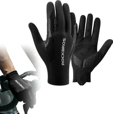 Produktbild von Rockbros | Fahrradhandschuhe lang - Größe M - Schwarz - Atmungsaktiv, Rutschfest, Komfortabel