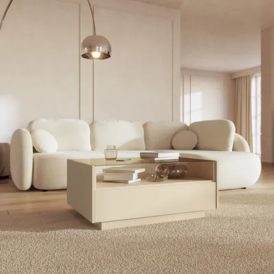 Produktbild von Karisasa – Couchtisch, 96x40x43h cm Hellbraun, mit Schublade