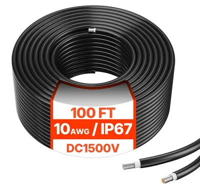 Obrázok produktu pre VEVOR 100FT predlžovací kábel pre solárne panely, 10AWG solárny predlžovací kábel, 6mm² IP67 vodotesný PV kábel pre domáce solárne panely