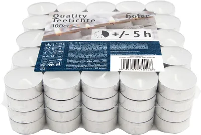 Obrázok produktu pre Hofer Čajové sviečky biele sviečky - 100 kusov - Ø 38 mm - dlhá doba horenia 5 hodín - neparfumované čajové sviečky