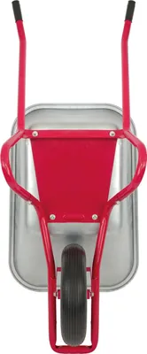 Produktbild von Matrix Schubkarre Profi 100l Liter (Zusätzliches Bodenblech, 250 kg Tragkraft, Metallfelge, Luftrad, pulverbeschichteter Rahmen) rot