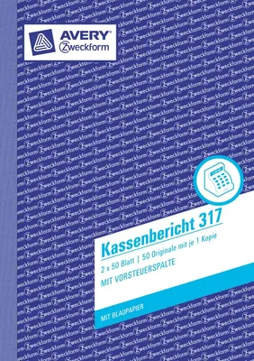 Produktbild von Formularbuch Kassenbericht A5 vorgelocht 2x50 Blatt mit Ausfüllhilfe Packung mit 10 Stück