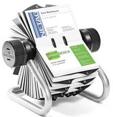 Produktbild von Visitenkarten-Rollkartei Visifix 400 Karten 195x135x165mm silber Packung mit 8 Stück