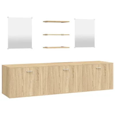 Image de vidaXL Ensemble de meubles de salle de bain 6 pièces imitation chêne Matériau dérivé du bois