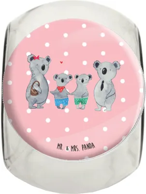 Produktbild von Mr. & Mrs. Panda Bonboniere Koala Familie zwei L 870ml - Rot Pastell - Geschenk, Vorratsbehälter, keksdose glas, Teedose, Zusammen, Koalabär, Aufbewahrungsdose, Bruder