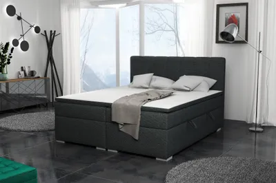 Produktbild von Boxspringbett Schlafzimmerbett LAURIN 180x200cm Stoff Inari Dunkelgrau