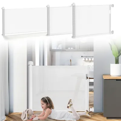 Zdjęcie produktu dla LZQ Barierka ochronna na drzwi Rollo 0-180cm Barierka ochronna na schody Rollo Barierka ochronna na drzwi dla psa i barierka ochronna na schody dla dziecka Wysuwane barierki dla psów do użytku wewnątrz i na zewnątrz - Biały