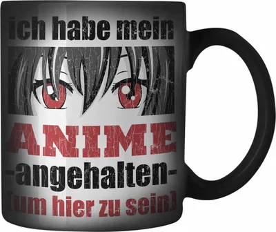 Produktbild von Trendation -  Anime Farbwechsel Zauber-Tasse Geschenk Spruch Karabiner Farbwechsel Zauber-Tasse Edelstahl Geschenke Deko Anme Fan Spruch Sprüche (Schwarz)